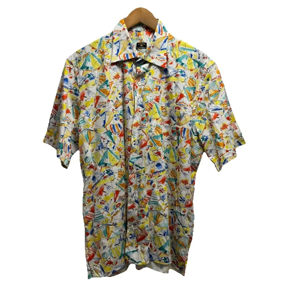 Solemare Maus & Hoffman Men's Large Multicolor Nautical Beach Hawaiian Shirt euc - Picture 2 of 5